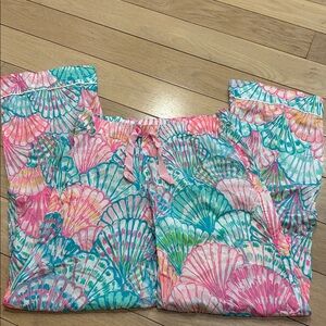 Lilly Pulitzer Pastel Seashell Print pants small 100% cotton